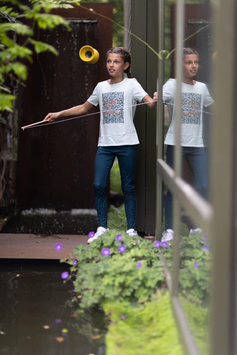 Diabolo voor jongleren 100 geel met houten stokjes