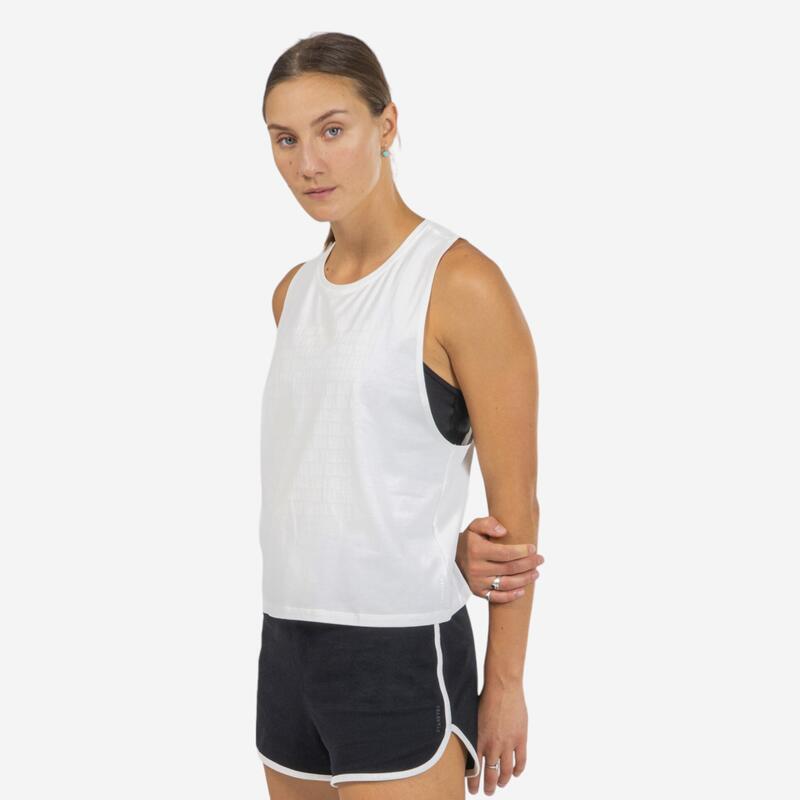 Camiseta sin mangas danzas urbanas marfil mujer