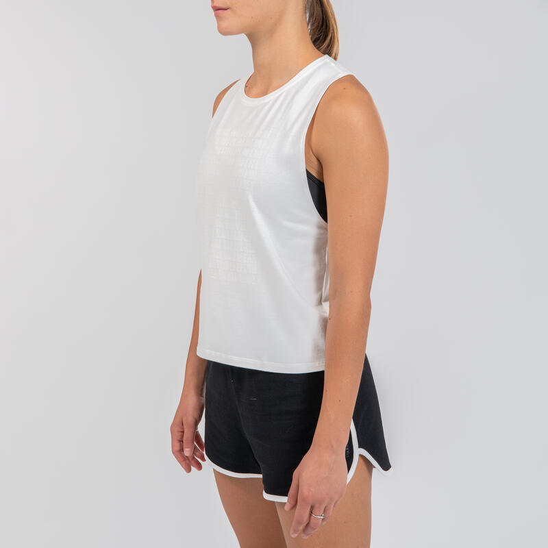 Camiseta sin mangas danzas urbanas marfil mujer