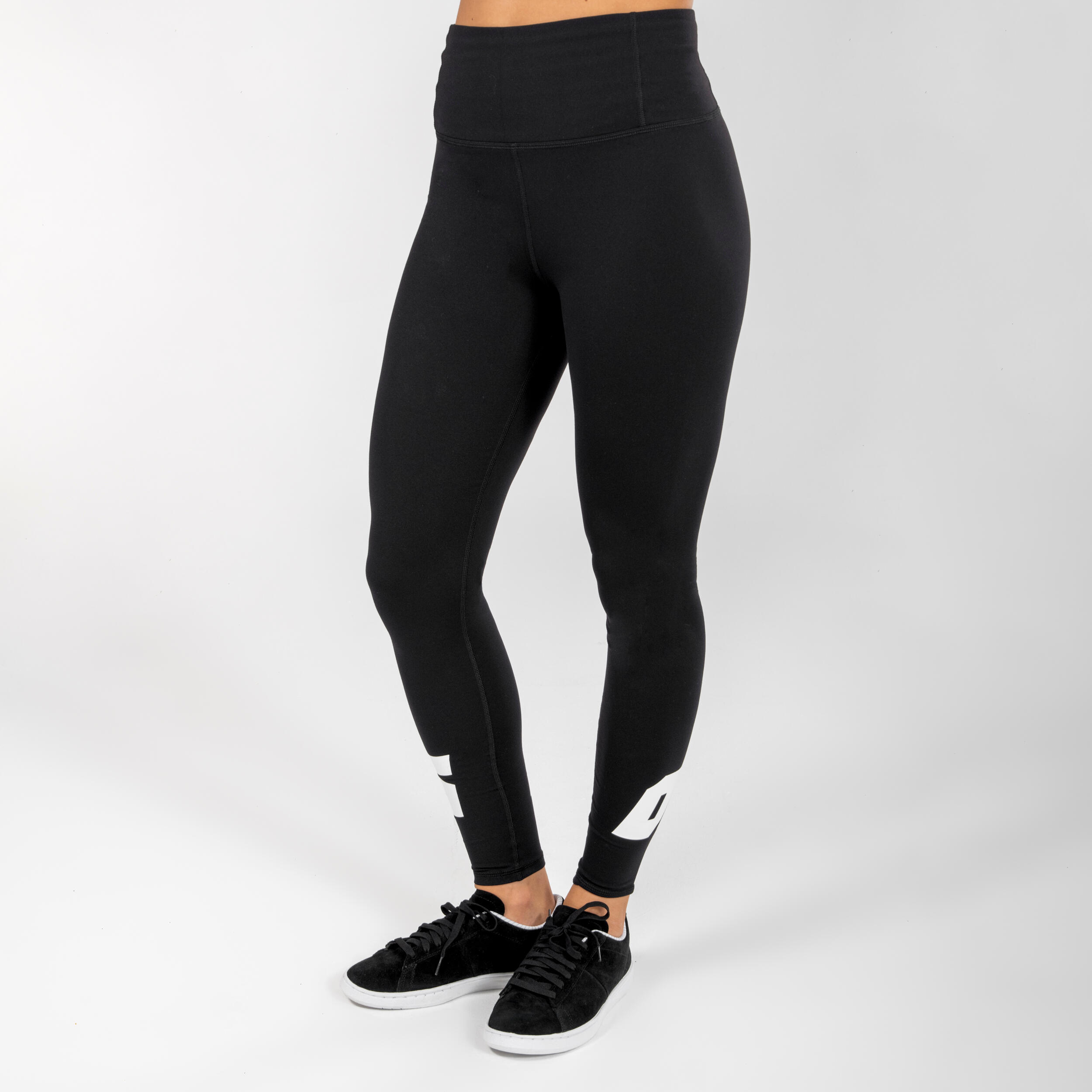 Tanz-Leggings Urban Dance Damen hoher Taillenbund - schwarz mit print 12/24