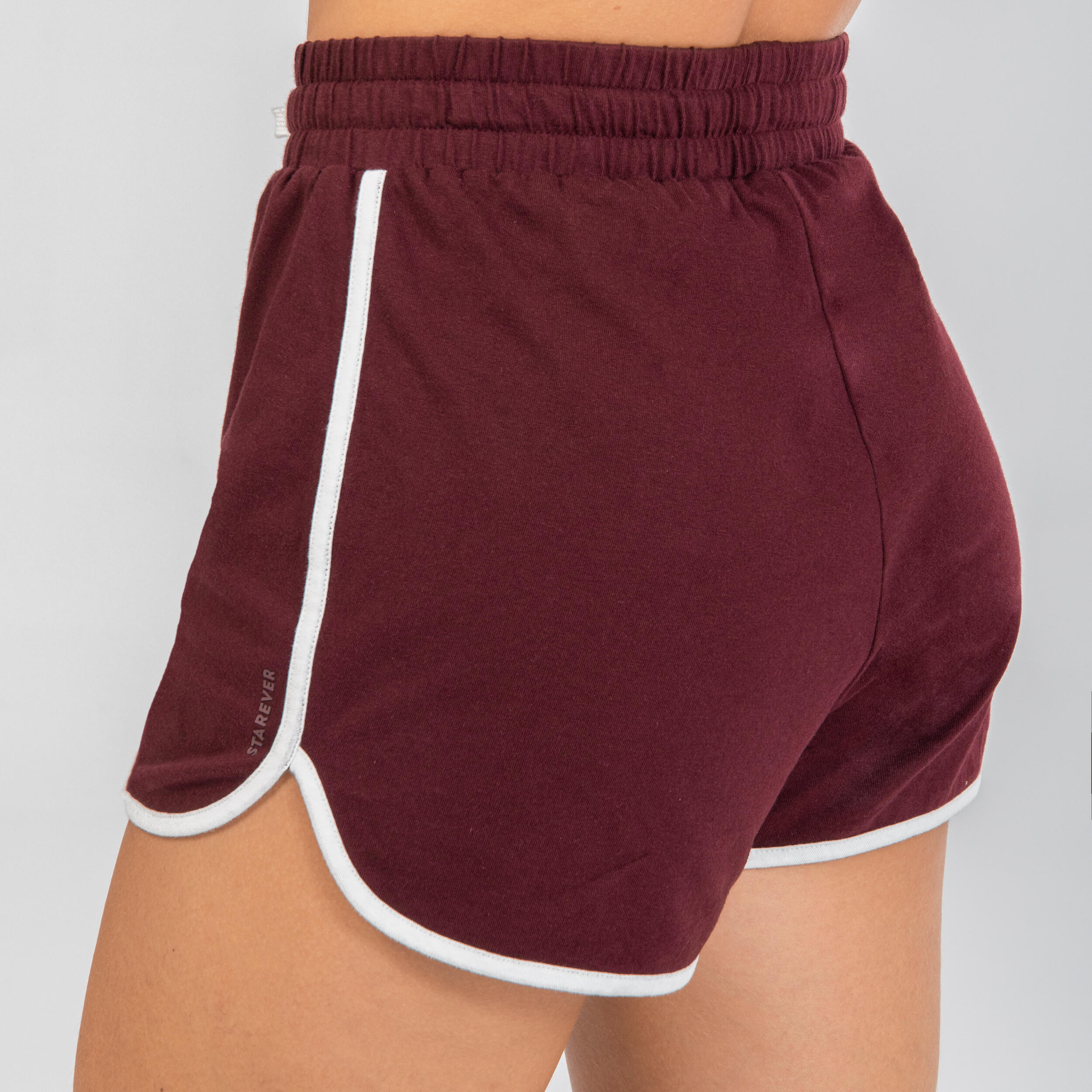 Women's High-Waisted Urban Dance Shorts - Dark Burgundy 5/7