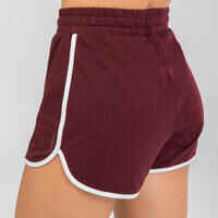 Women's High-Waisted Urban Dance Shorts - Dark Burgundy