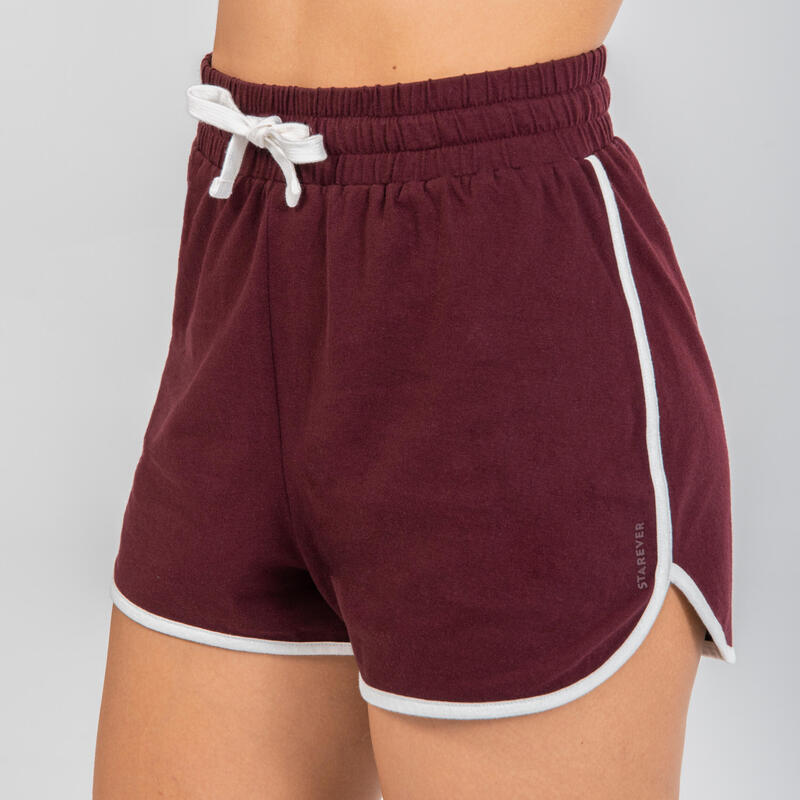 Tanzshorts Urban Dance hoher Taillenbund Damen bordeauxrot 