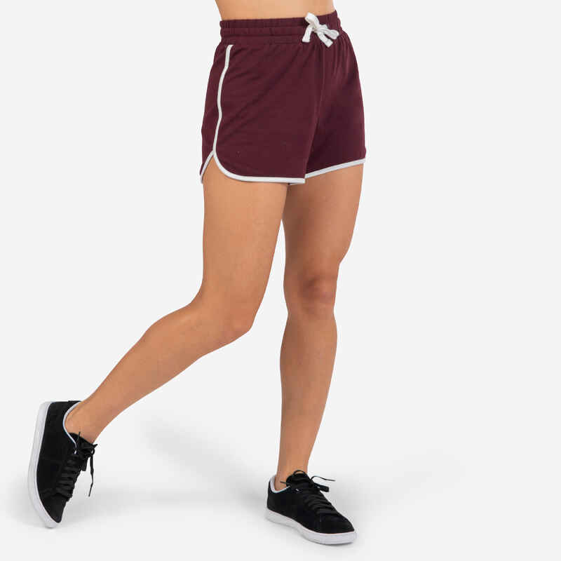 Tanzshorts Urban Dance hoher Taillenbund Damen bordeauxrot