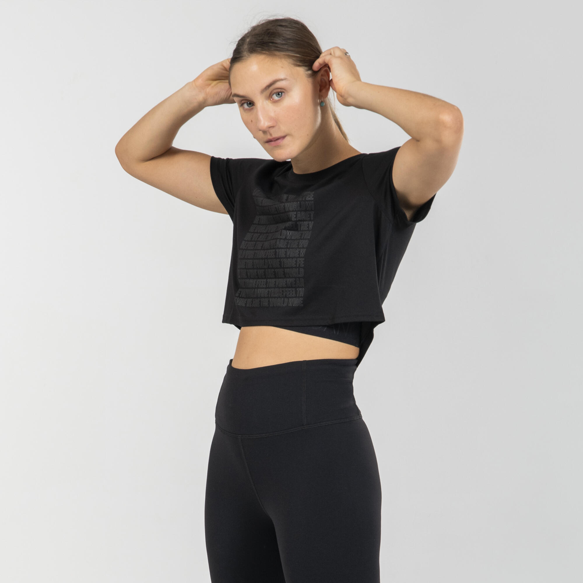 Maglietta donna nera urban dance crop top