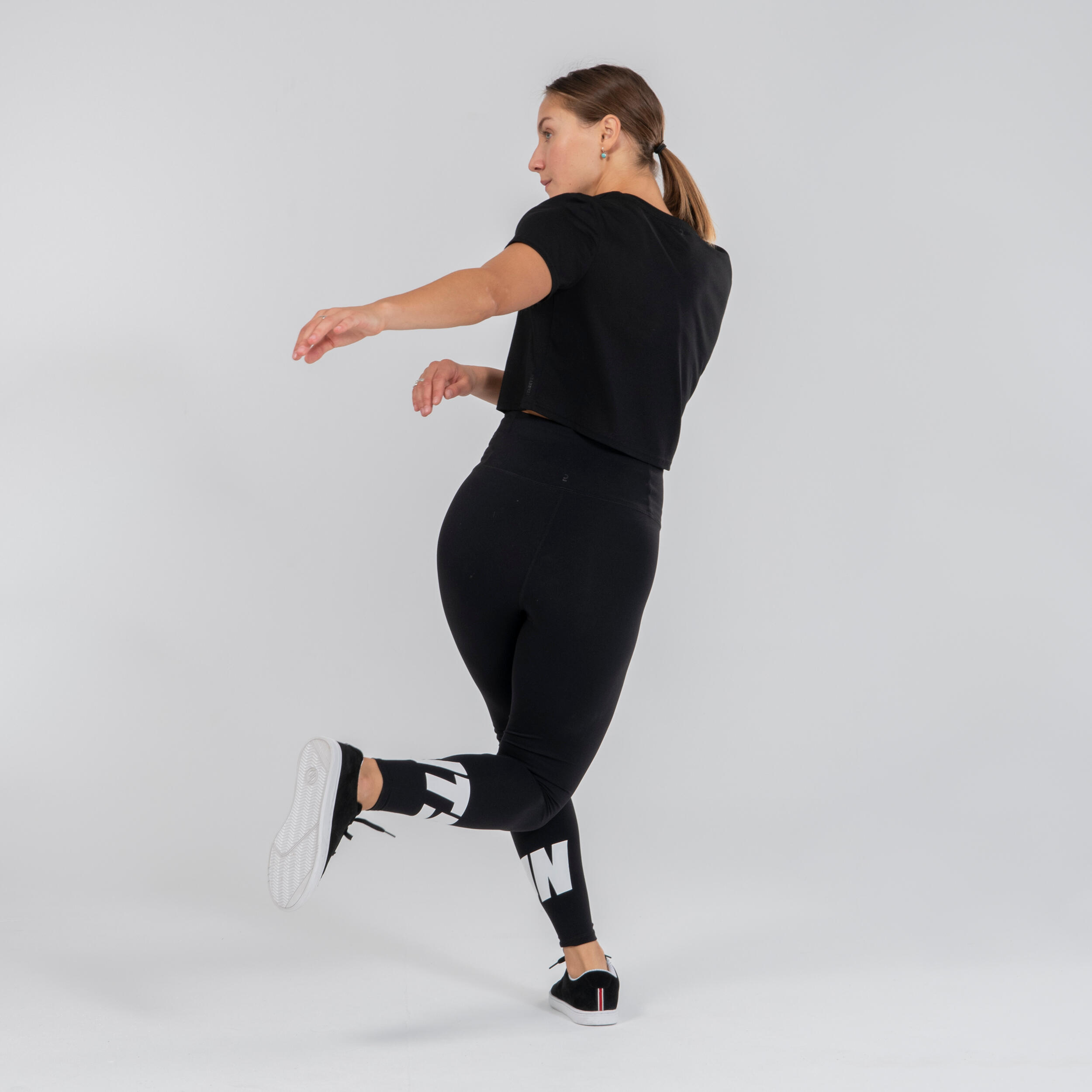 Tanz-Leggings Urban Dance Damen hoher Taillenbund - schwarz mit print 6/6