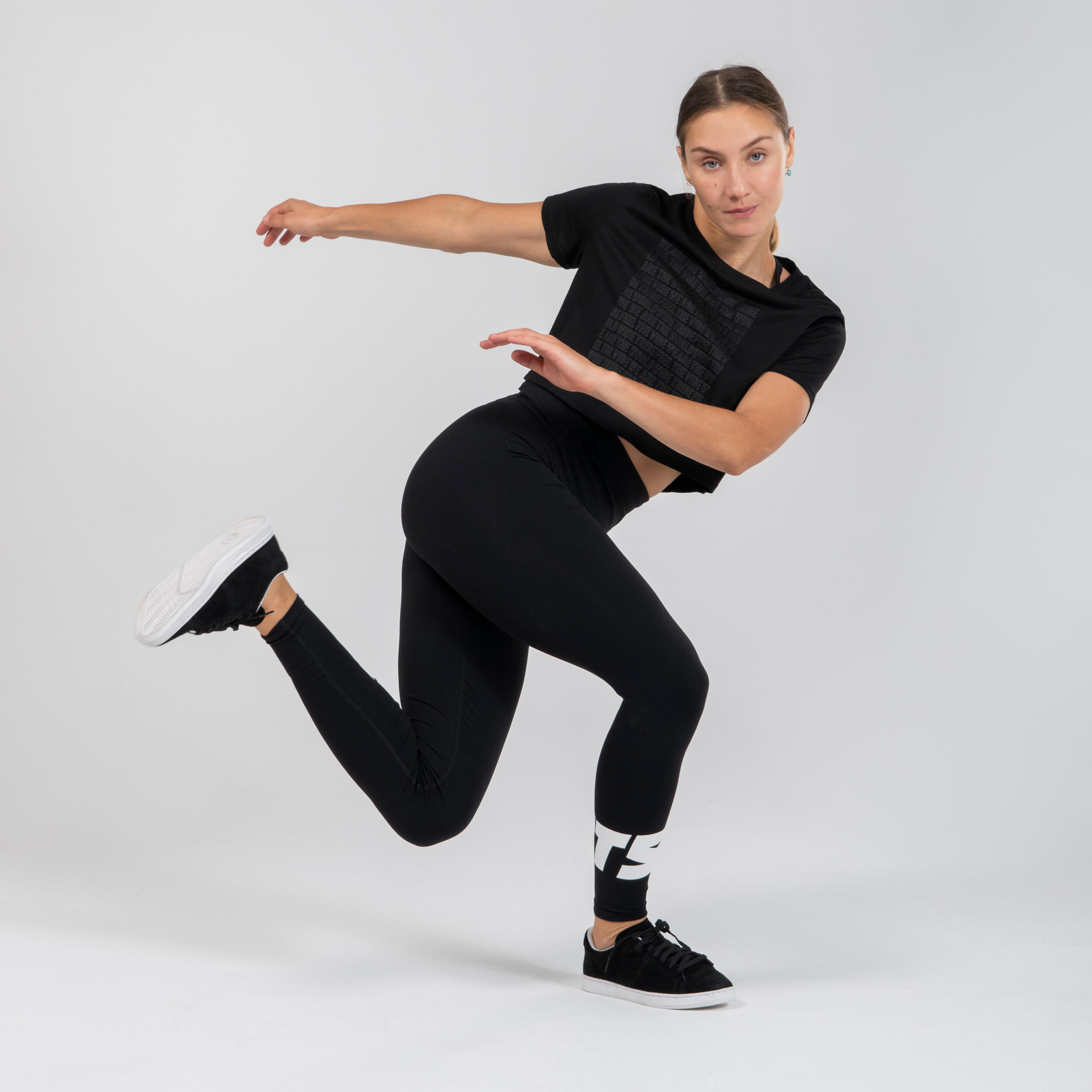 Tanz-Leggings Urban Dance Damen hoher Taillenbund - schwarz mit print 4/6