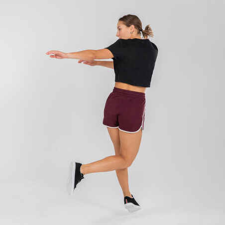 Women's High-Waisted Urban Dance Shorts - Dark Burgundy