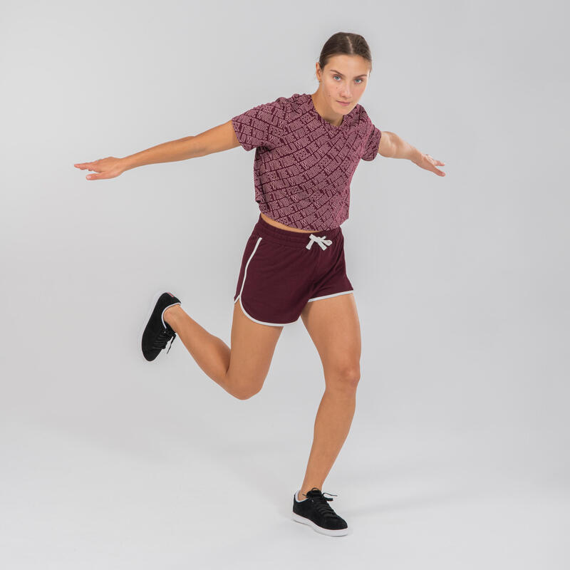 Short voor streetdance met hoge taille dames donkerbordeaux