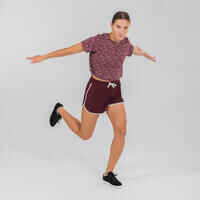 Women's High-Waisted Urban Dance Shorts - Dark Burgundy