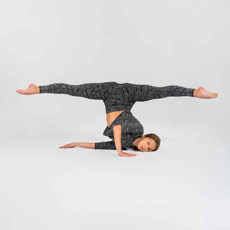 Girls' Modern Dance High-Waisted Leggings - Black Print
