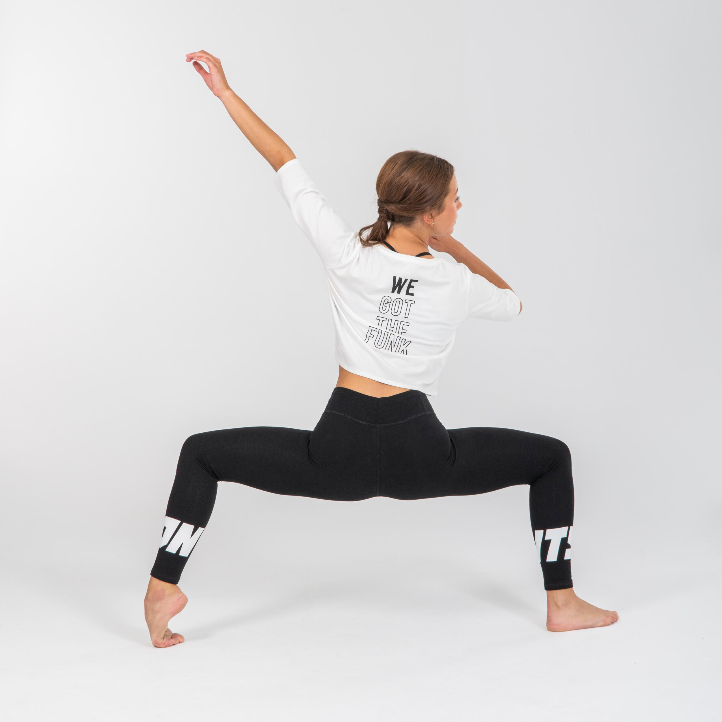 Girls' Modern Dance High-Waisted Leggings - Black Print 2/9