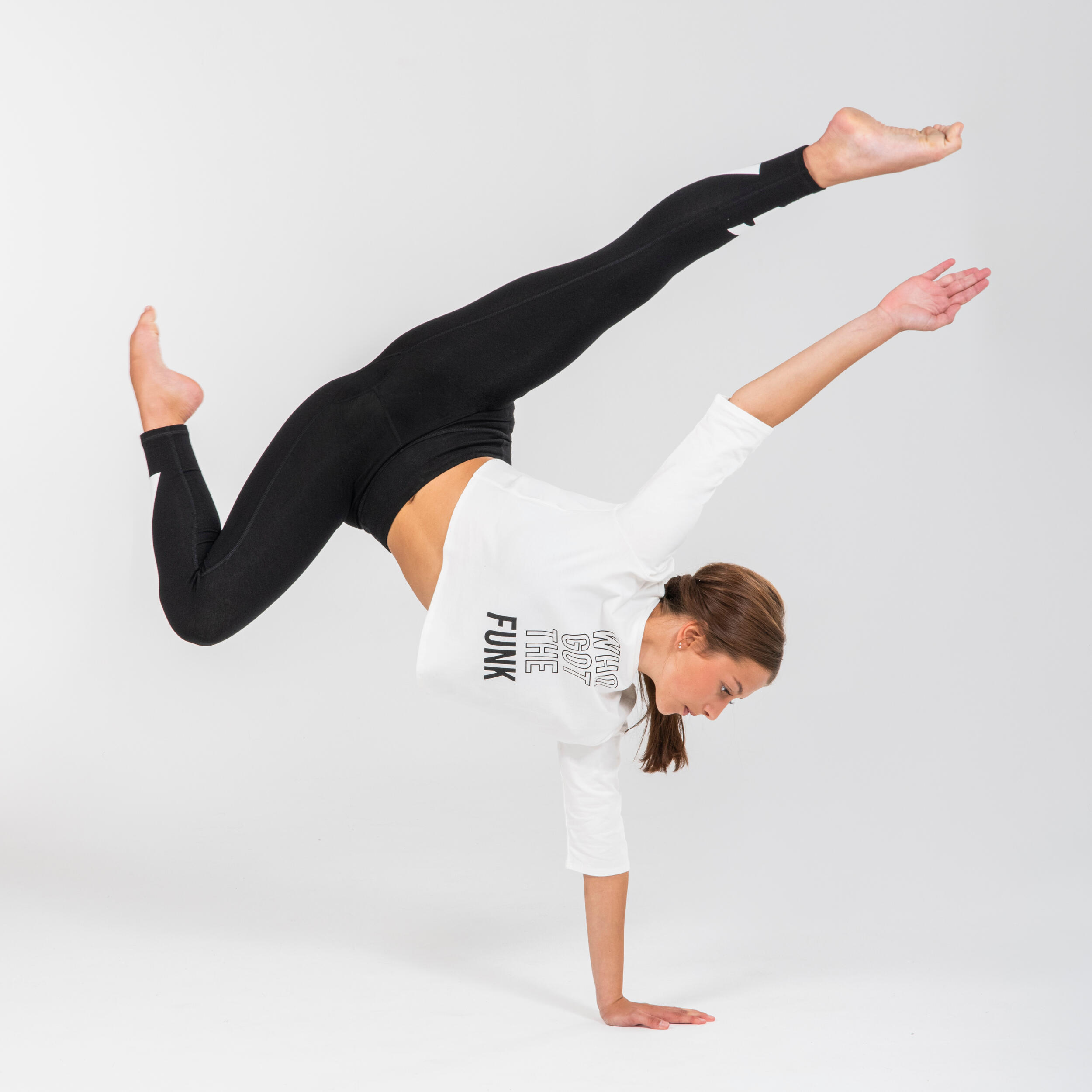 Girls' Modern Dance High-Waisted Leggings - Black Print 6/9