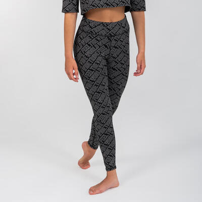 Legging met hoge taille voor moderne dans meisjes zwart