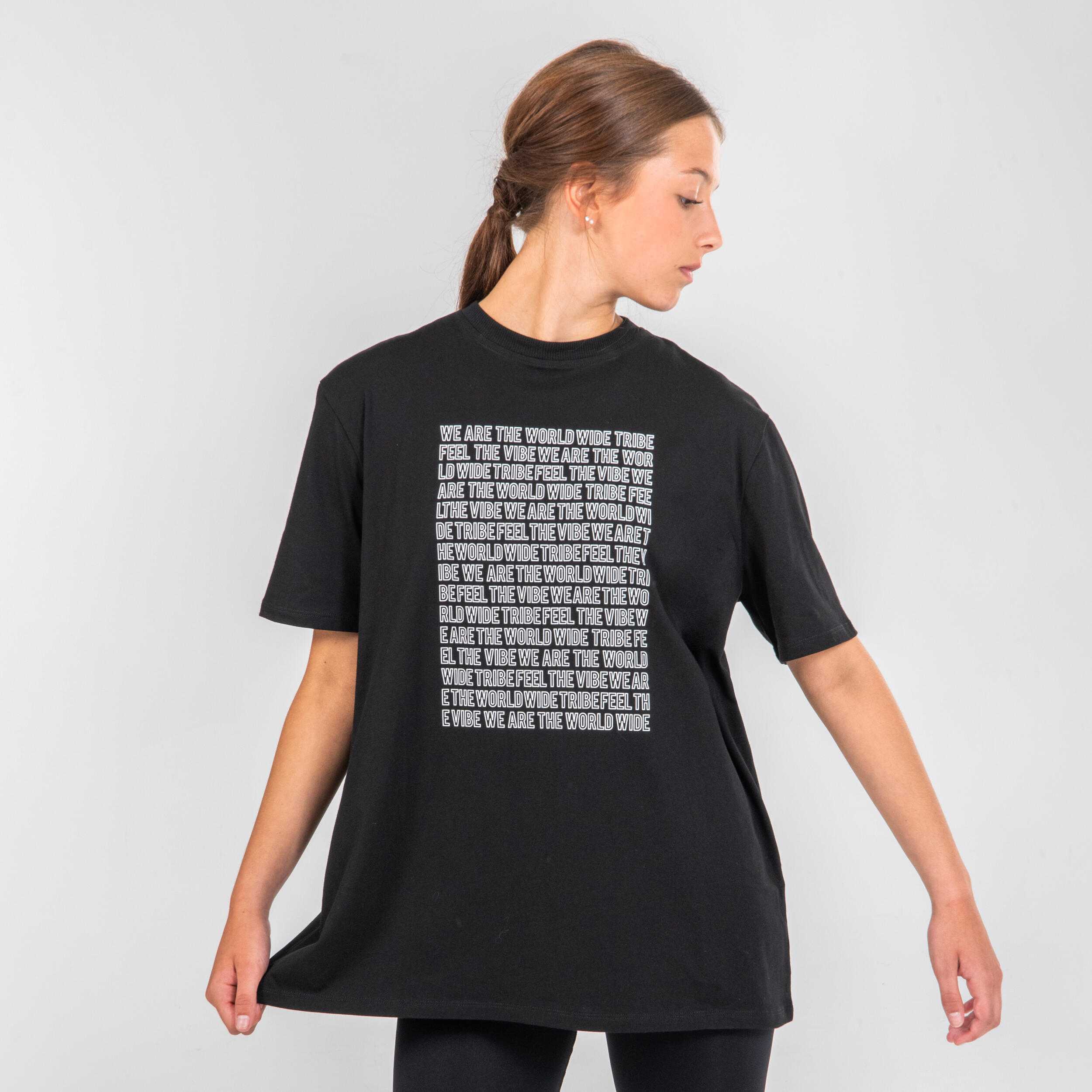 T-shirt oversize bambina danza moderna bianca stampata STAREVER | DECATHLON