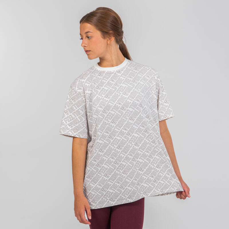 Girls' Oversize Printed T-Shirt - Off-White
