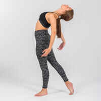 Girls' Modern Dance High-Waisted Leggings - Black Print