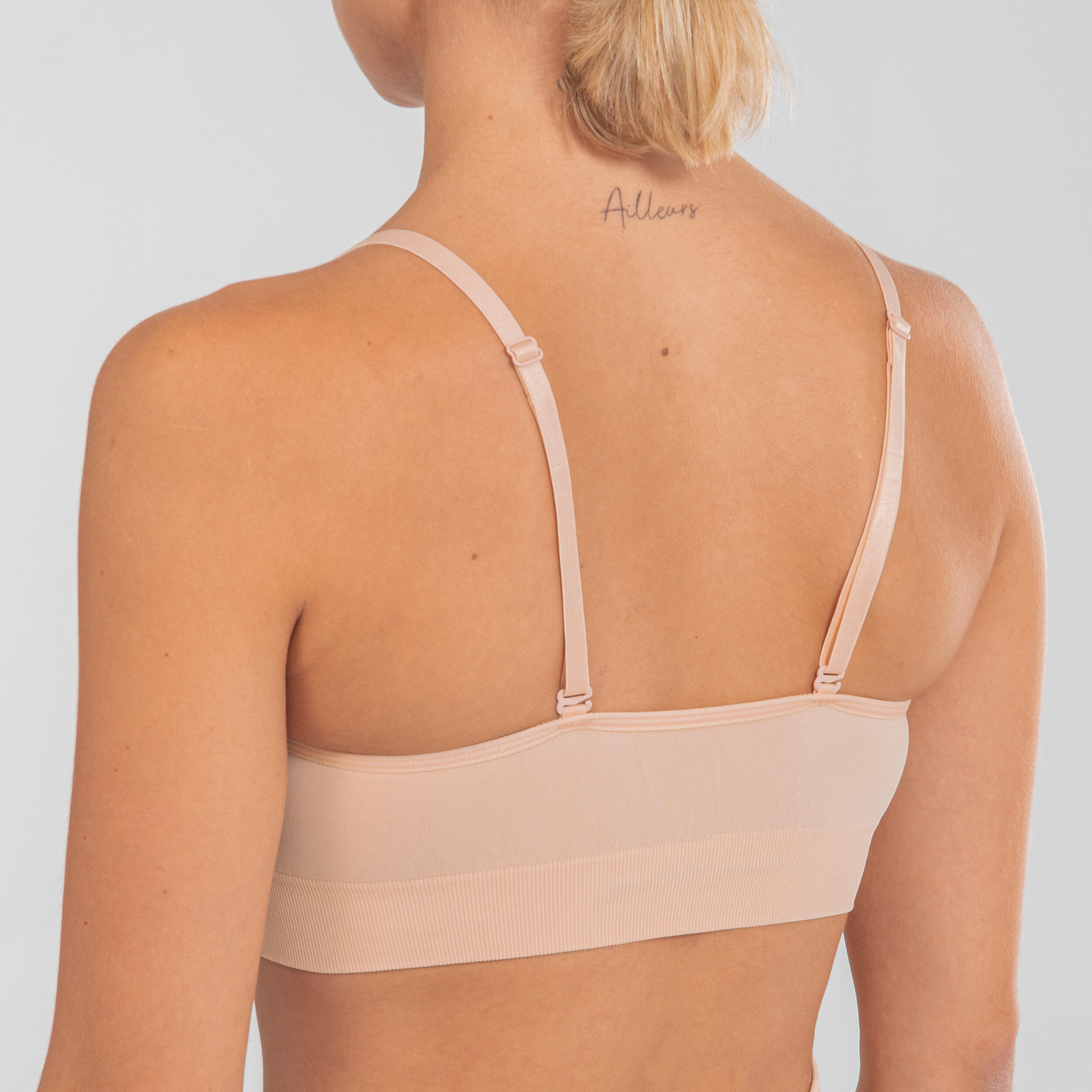 Women Dance Sports Bra with Convertible Straps - Golden Beige