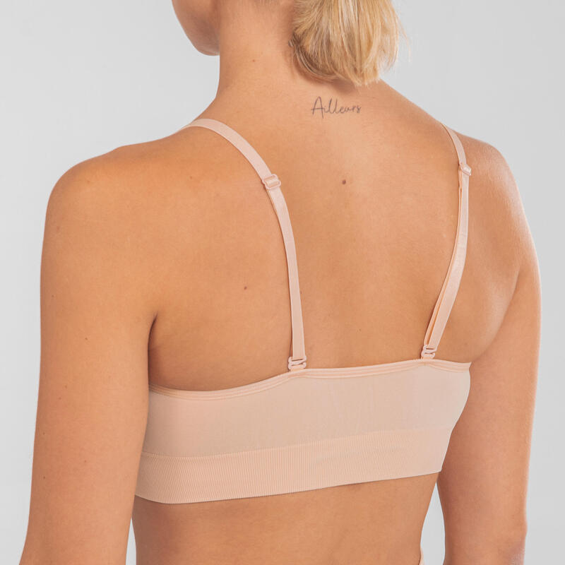 Tanz-Bustier Damen Performance mit wandelbaren Trägern - beige 