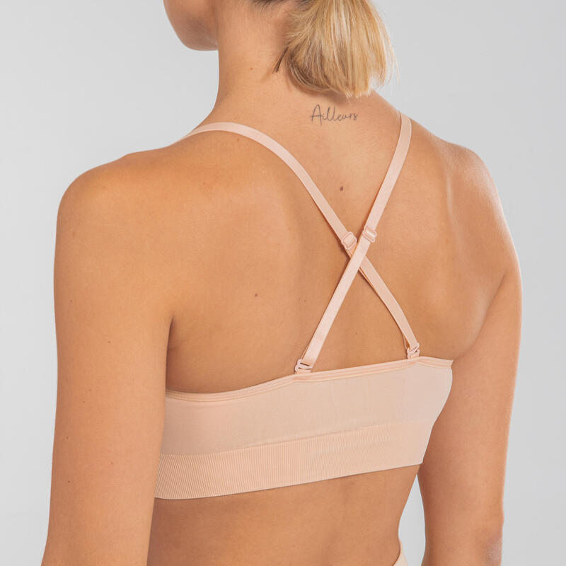 Tanz-Bustier Damen Performance mit wandelbaren Trägern - beige 