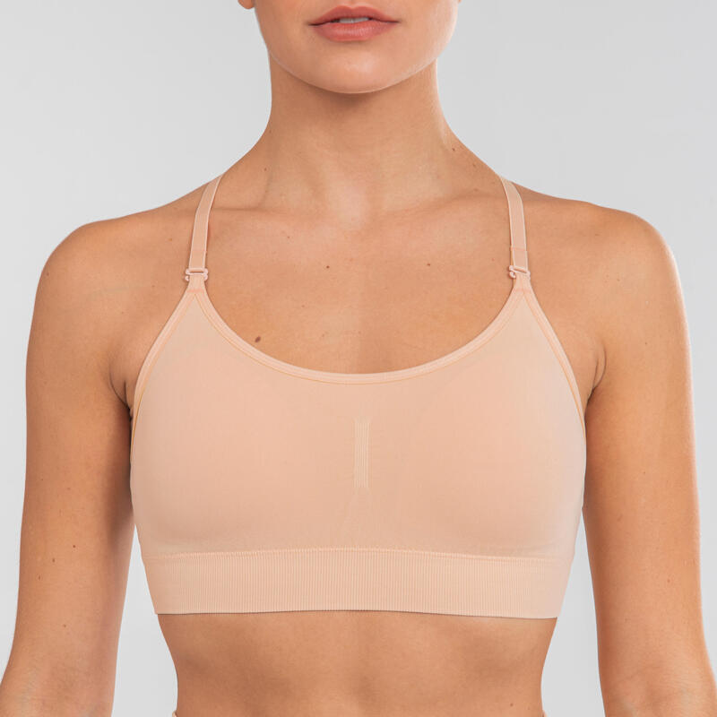 Tanz-Bustier Damen Performance mit wandelbaren Trägern - beige 