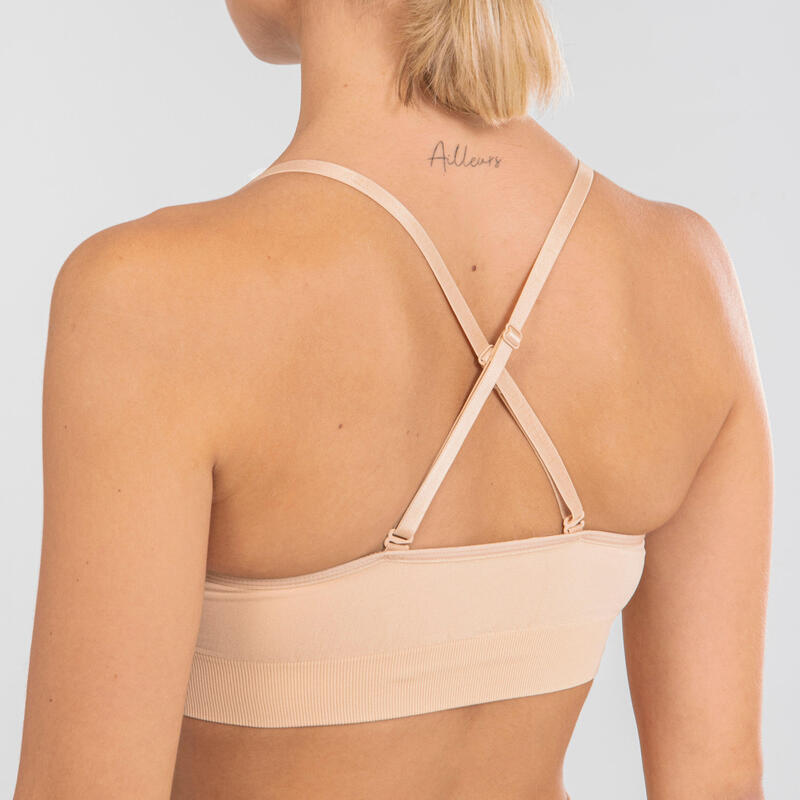 Top danza moderna donna microfibra beige chiaro