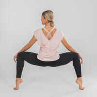 Women's Modern Dance Loose Cross-Back T-Shirt - Pink
