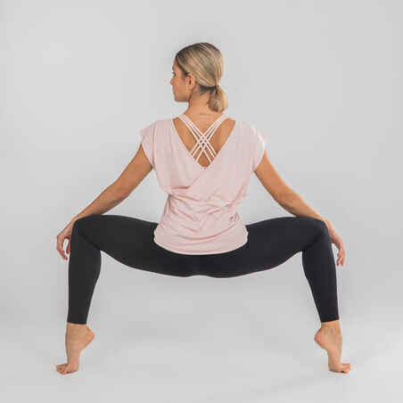 Women's Modern Dance Loose Cross-Back T-Shirt - Pink
