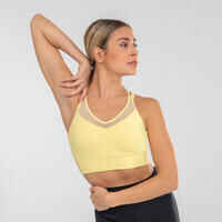 Women's Bi-Material Modern Dance Sports Bra - Yellow