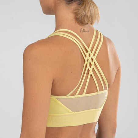 Women's Bi-Material Modern Dance Sports Bra - Yellow