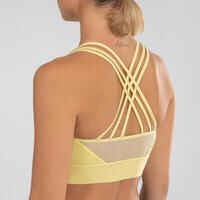 Women's Bi-Material Modern Dance Sports Bra - Yellow