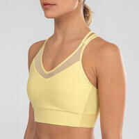 Women's Bi-Material Modern Dance Sports Bra - Yellow