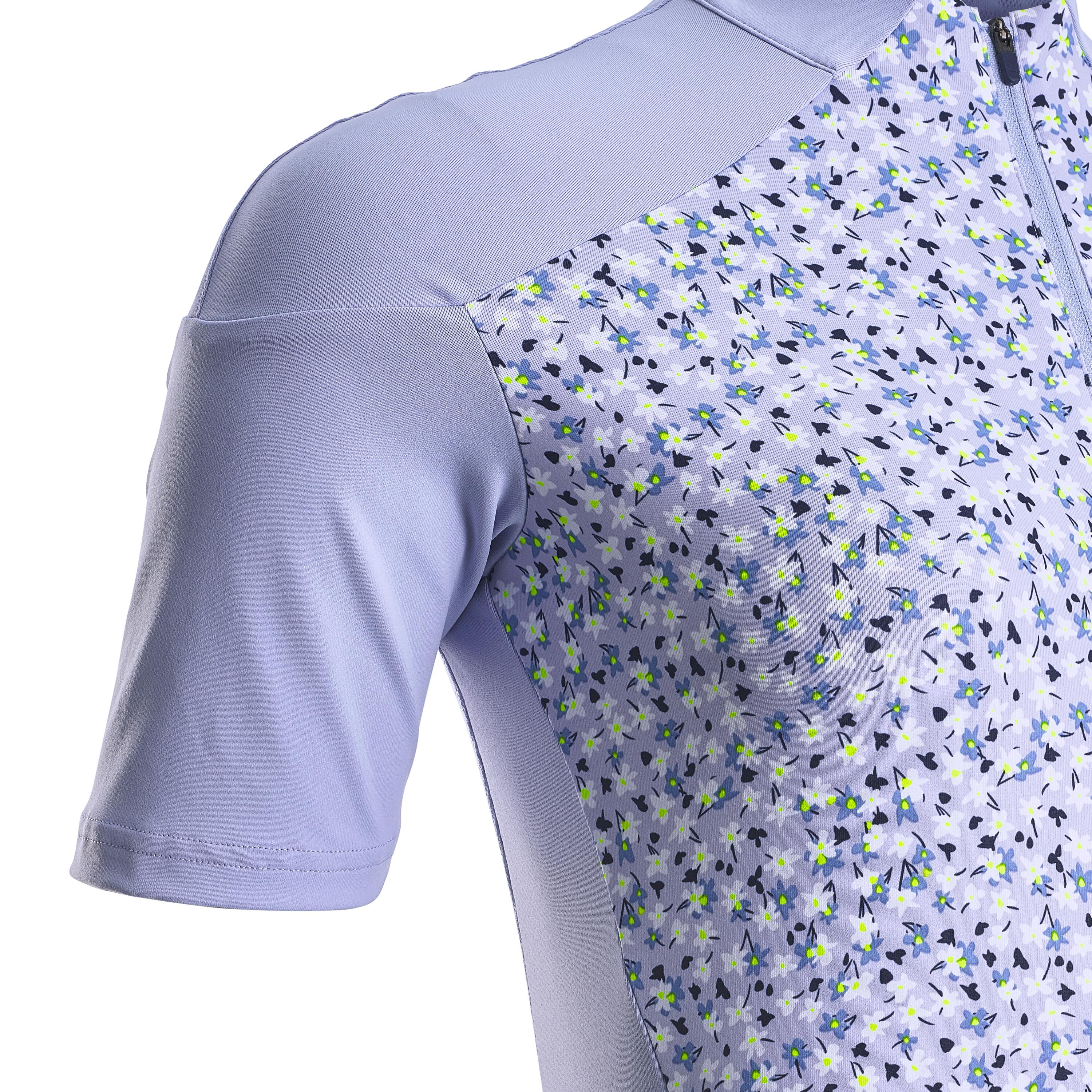 Women's Short-Sleeved Road Cycling Jersey RC500 - Floral/Lavender 3/7