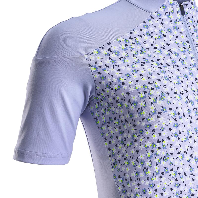 CAMISOLA DE MANGA CURTA DE BICICLETA DE ESTRADA RC500 MULHER LAVANDA FLORAL