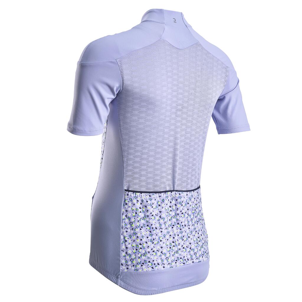 Damen kurzarm Rennrad Radtrikot - RC500 lila grau 