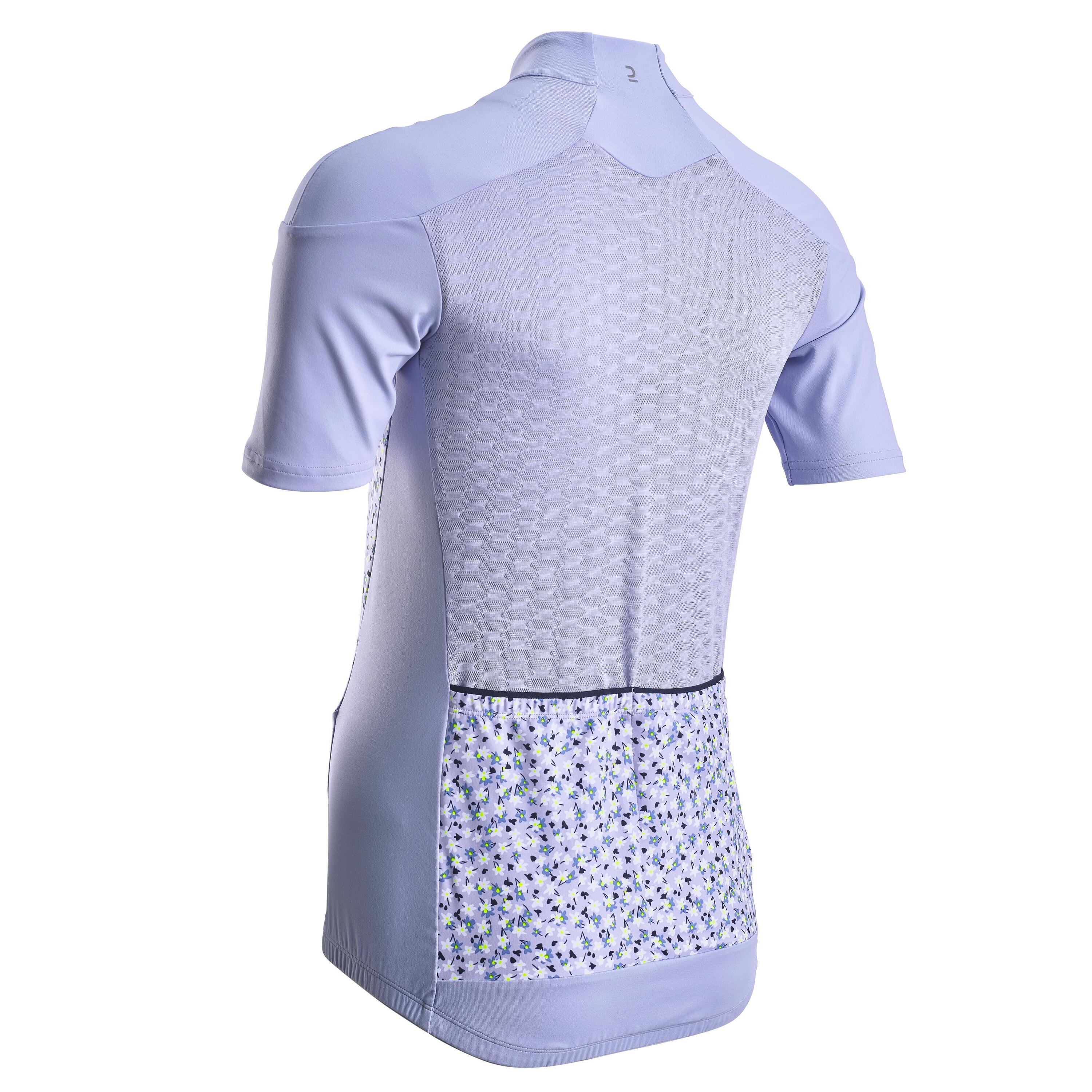 Women's Short-Sleeved Road Cycling Jersey RC500 - Floral/Lavender 2/7