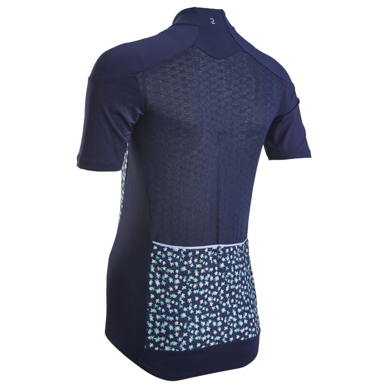 Maglia ciclismo donna RC 500 blu a fiori