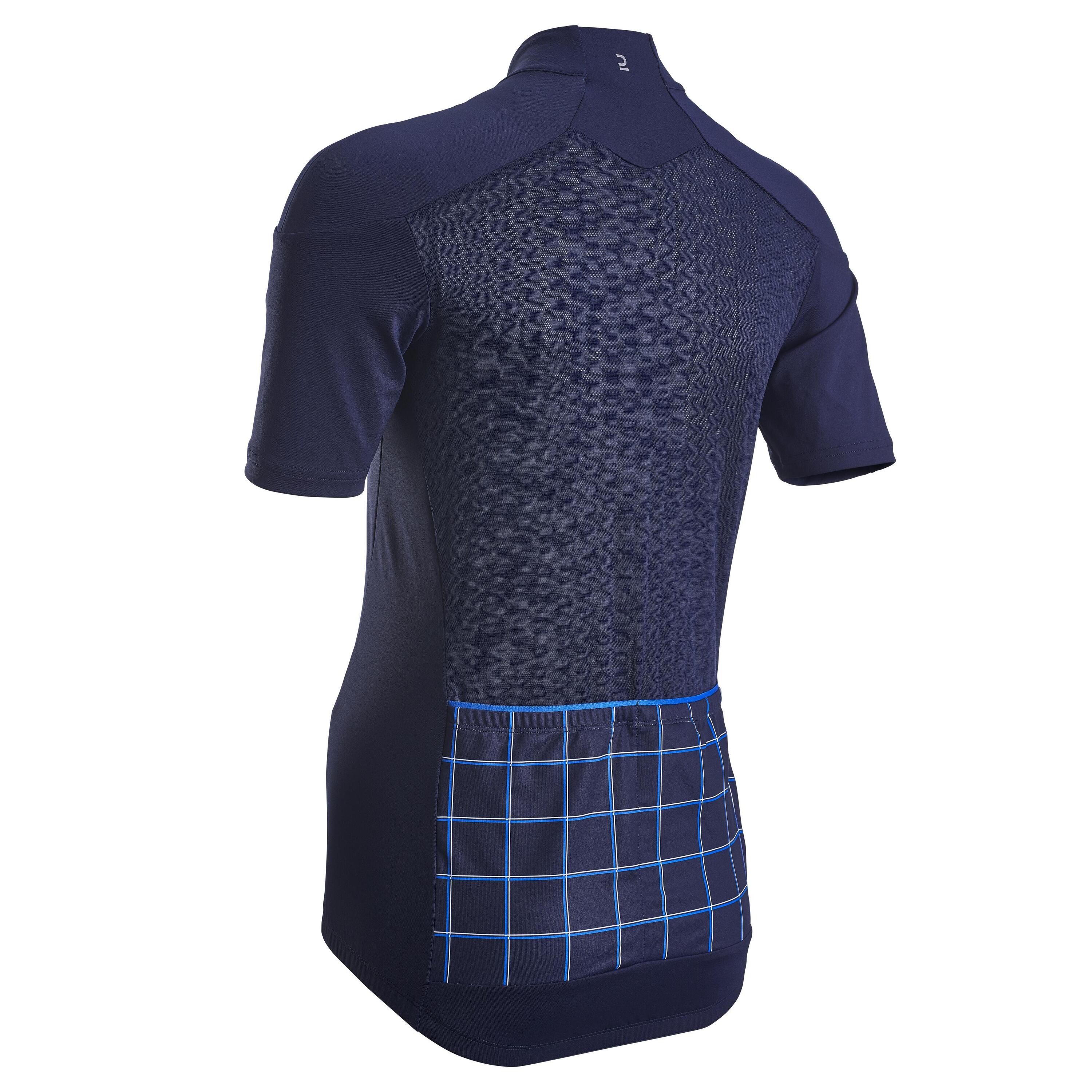 Women's Short-Sleeved Road Cycling Jersey RC500 - Checks/Navy 2/5