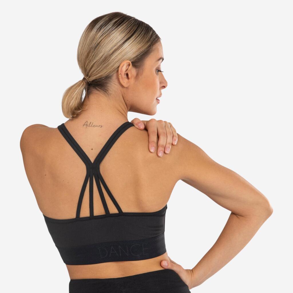 Women's Modern Dance Sports Bra with Thin Straps and Removable Cups - Black