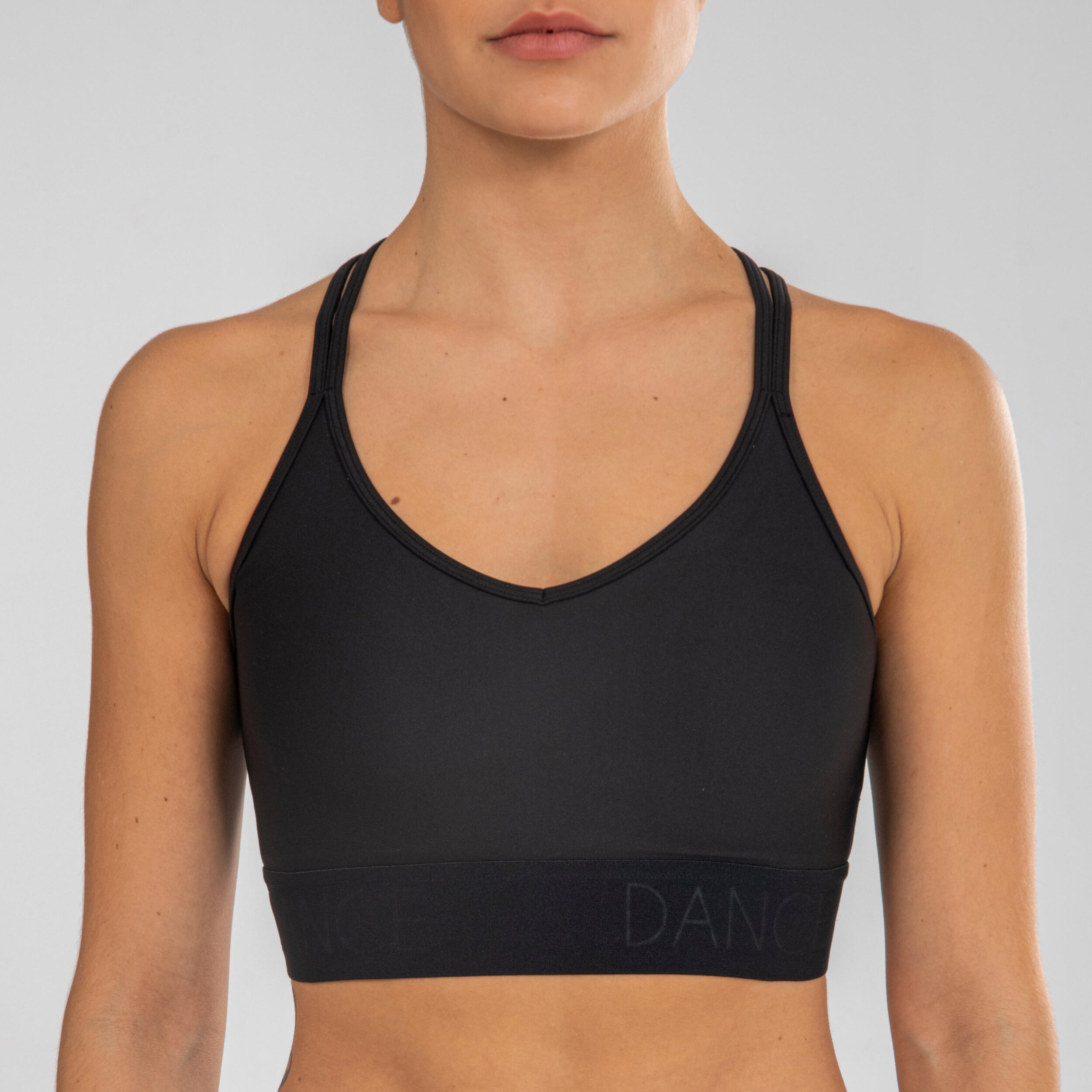 Tanz-Bustier Damen schmale Träger und herausnehmbare Pads Modern Dance - schwarz 4/7