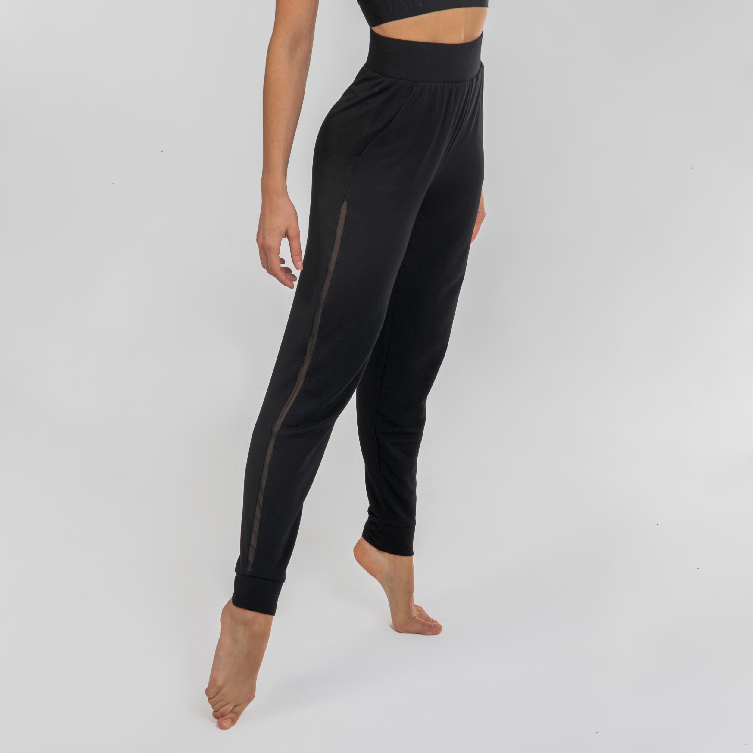 Women's modern dance pants with openwork side panels