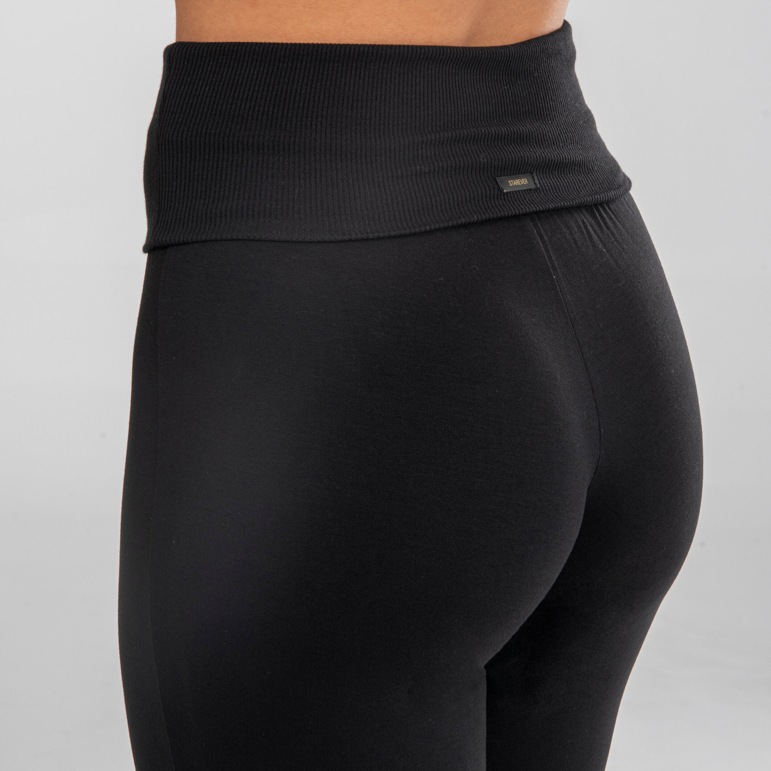 Pantalón Danza Moderna Mujer Negro Bajos Ajustados 4/5