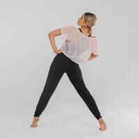 Women's Modern Dance Mesh Cropped T-Shirt - Pink