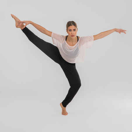 Women's Modern Dance Mesh Cropped T-Shirt - Pink