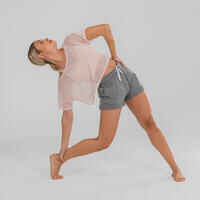 Women's Modern Dance Mesh Cropped T-Shirt - Pink