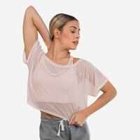 Women's Modern Dance Mesh Cropped T-Shirt - Pink
