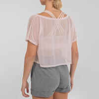 Women's Modern Dance Mesh Cropped T-Shirt - Pink