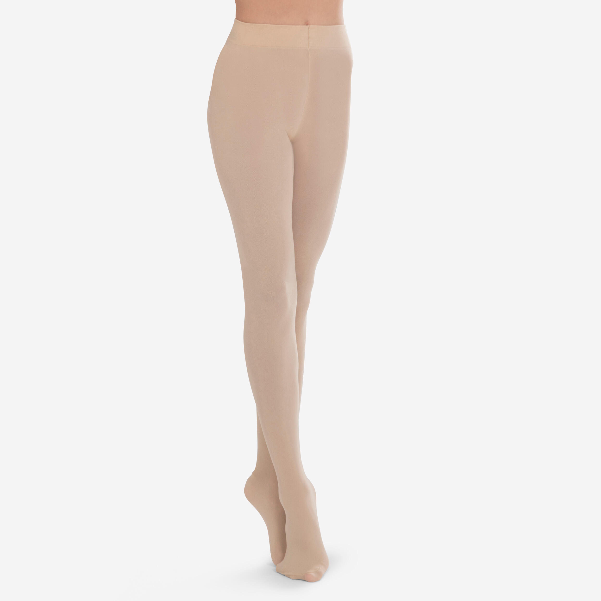 Collant da danza per bambina con piedini - Beige