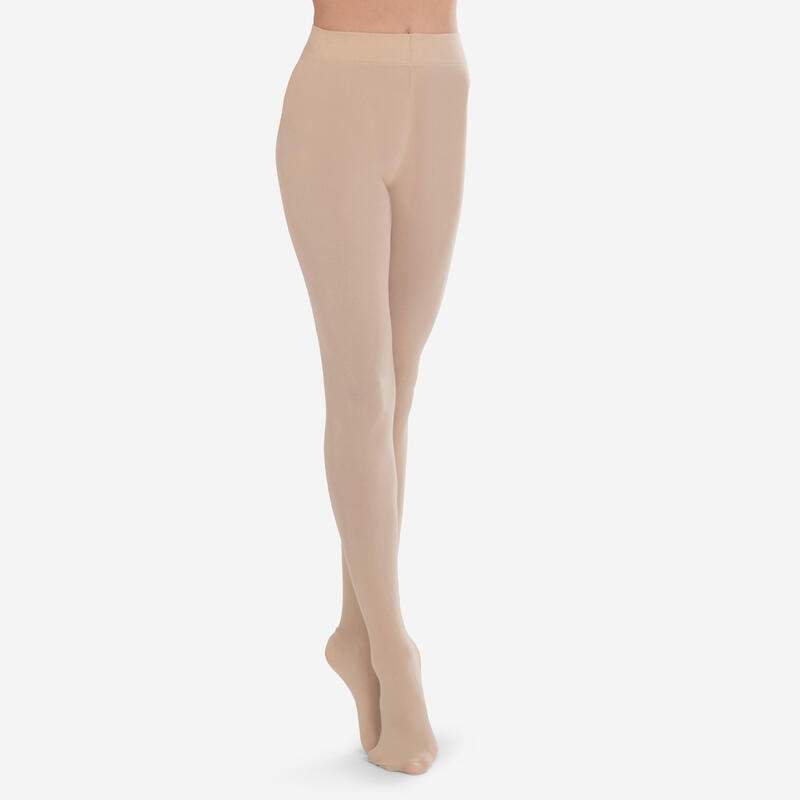 Collants de danse classique avec pieds beige fille