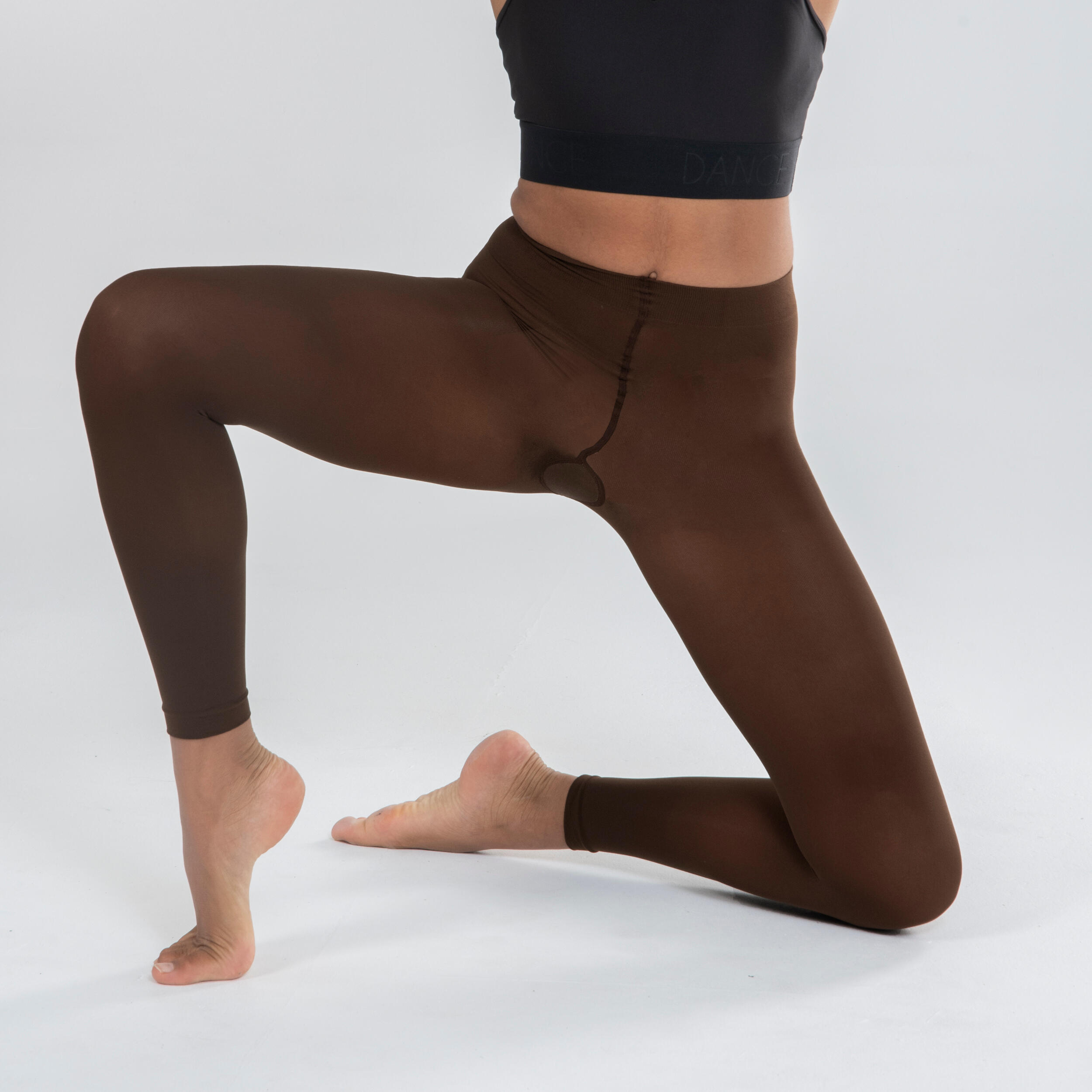 Collant danza classica bambina senza piede marrone scuro 4/5